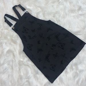 Girls’ Butterfly Black Denim Overall Dress